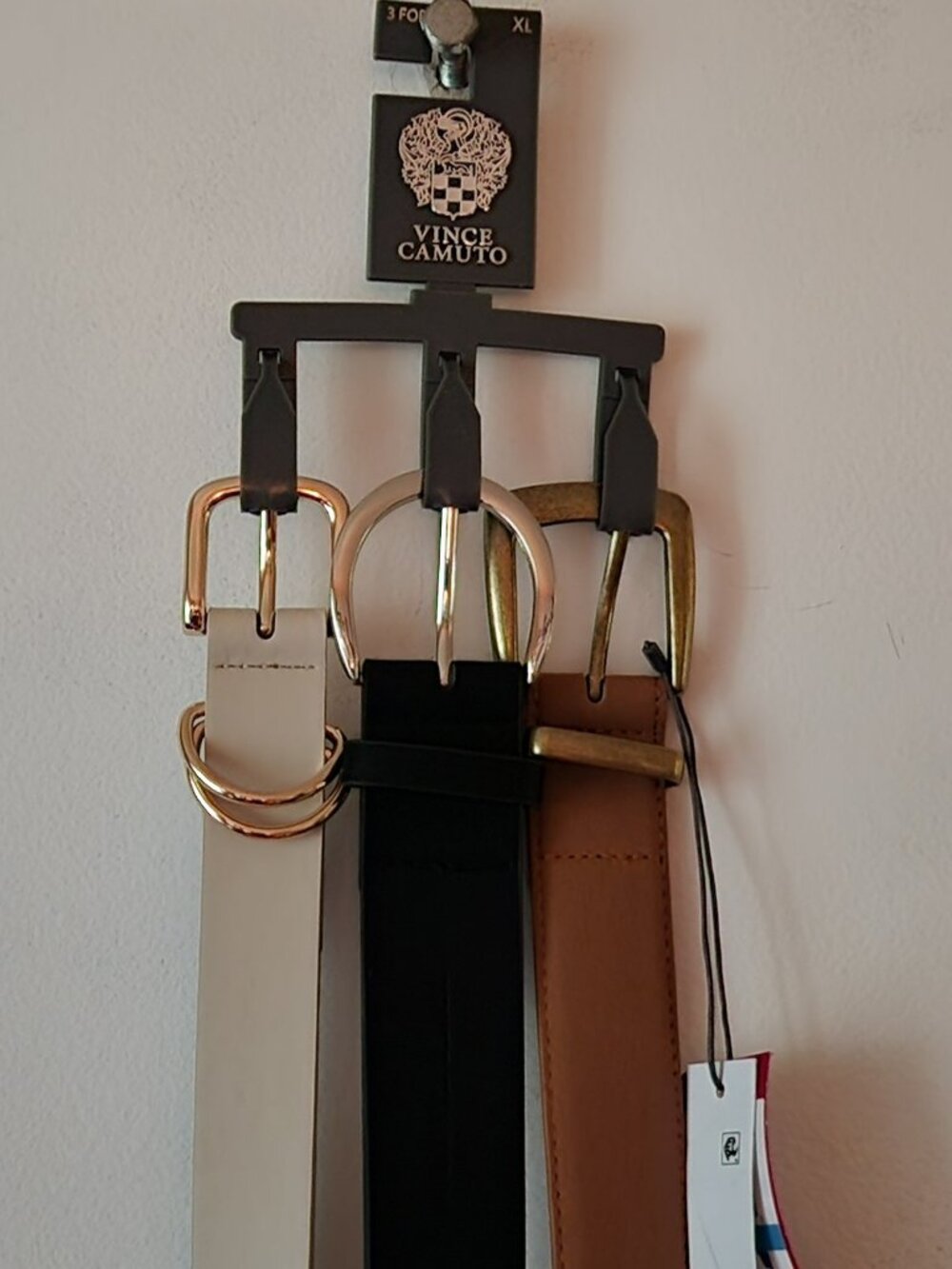 Vince Camuto belts sz XL set of three black camel ecru faux leather NWT